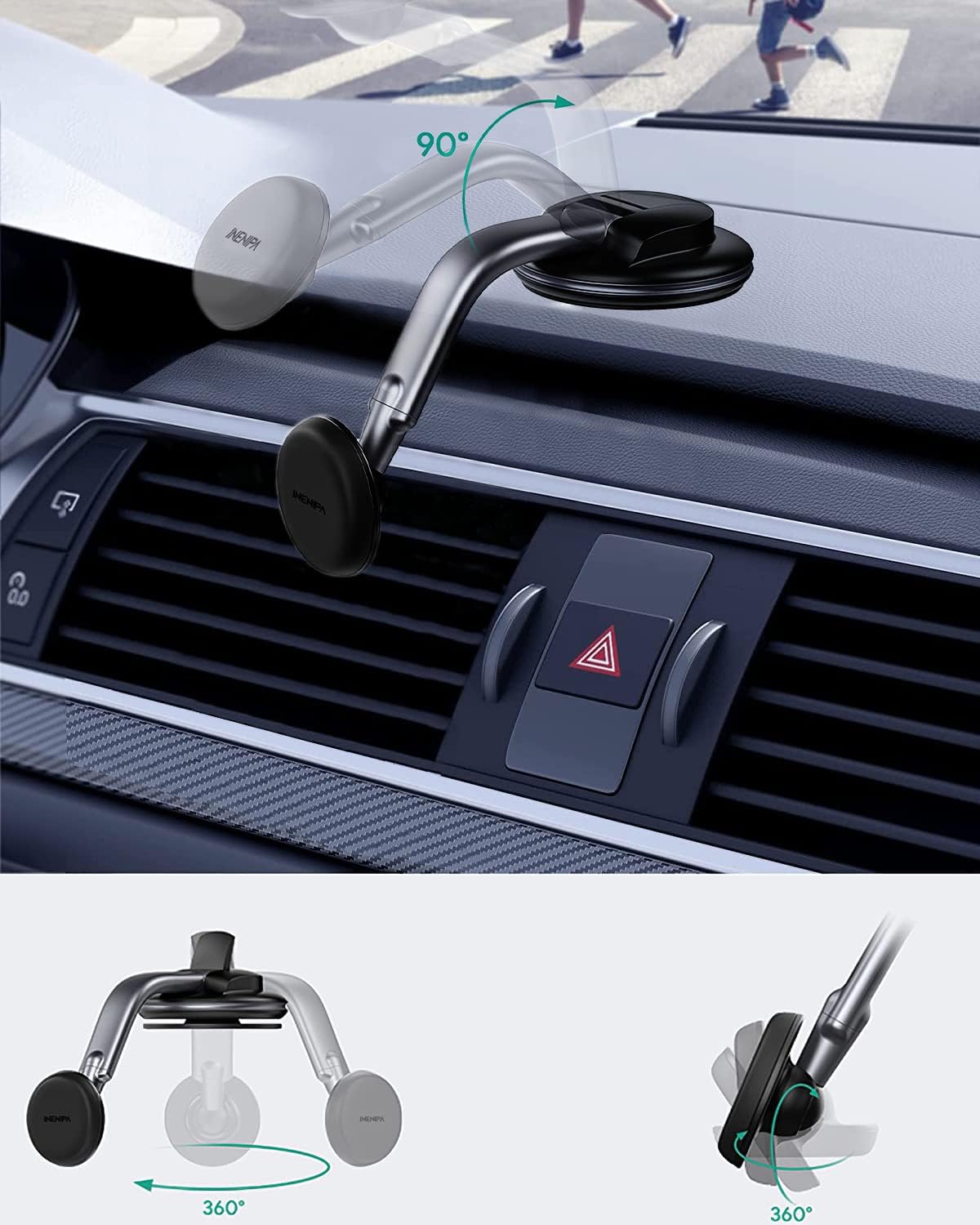 Phone Mount for Car [Super Strong Magnet & Easy] Windshield Dashboard Car Mount Phone Holder for All Cell Phone Handsfree Cell Phone Automobile Cradles : Cell Phones & Accessories