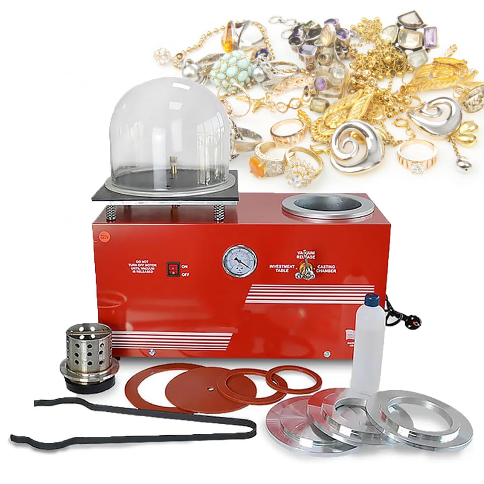 MTTXYVacuum Casting Machine, 2L Gold Melting Furnace,Vacuum Investing Casting Investment Machine with Graphite Crucible for Melt Scrap, Silver, Gold, Copper