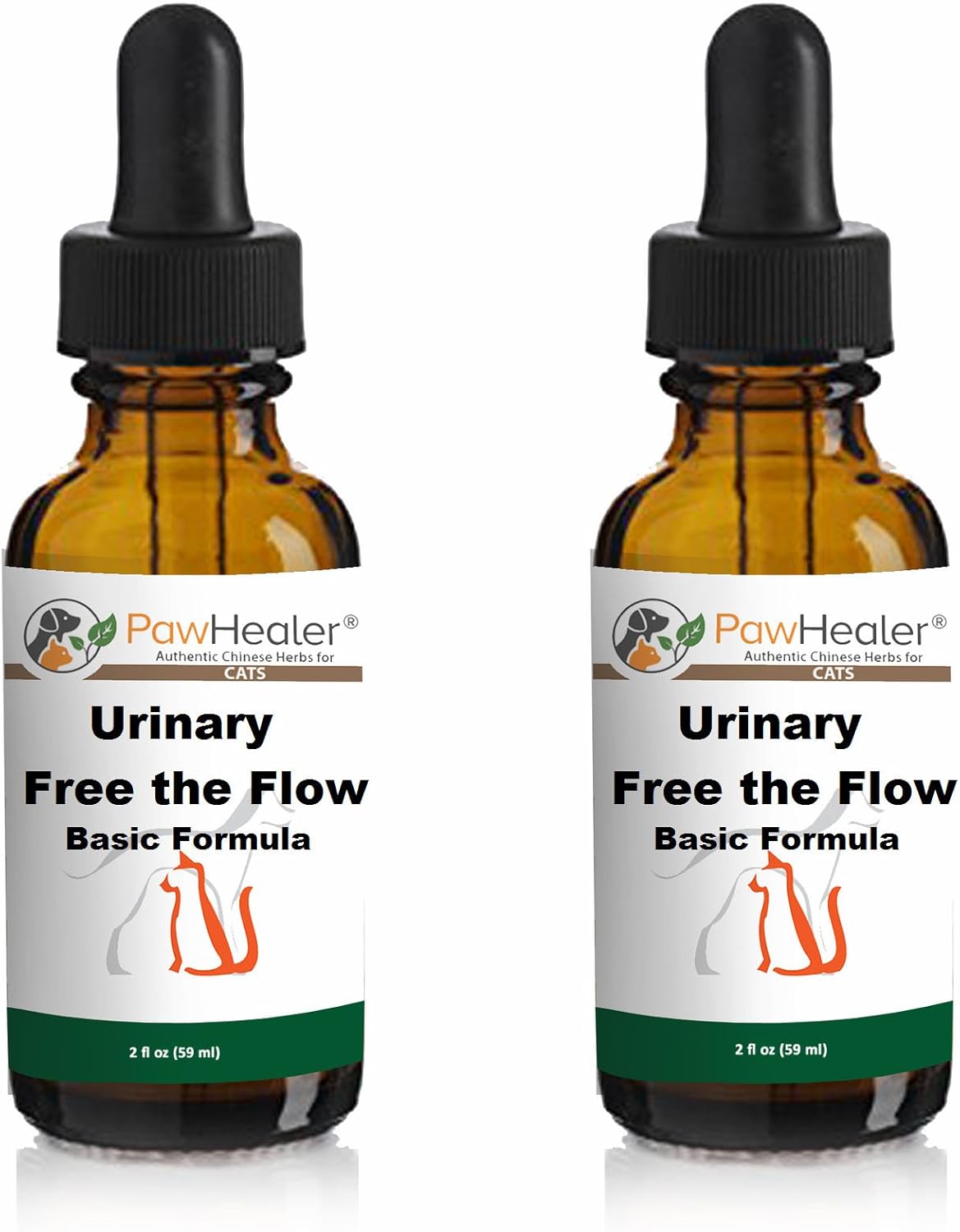 PawHealer Bladder Stones/Crystals: Urinary Free The Flow: Basic Formula - Herbal Liquid Herbs for Cats - 2 fl oz (59 ml) - Buy More Save More (2 Bottles)