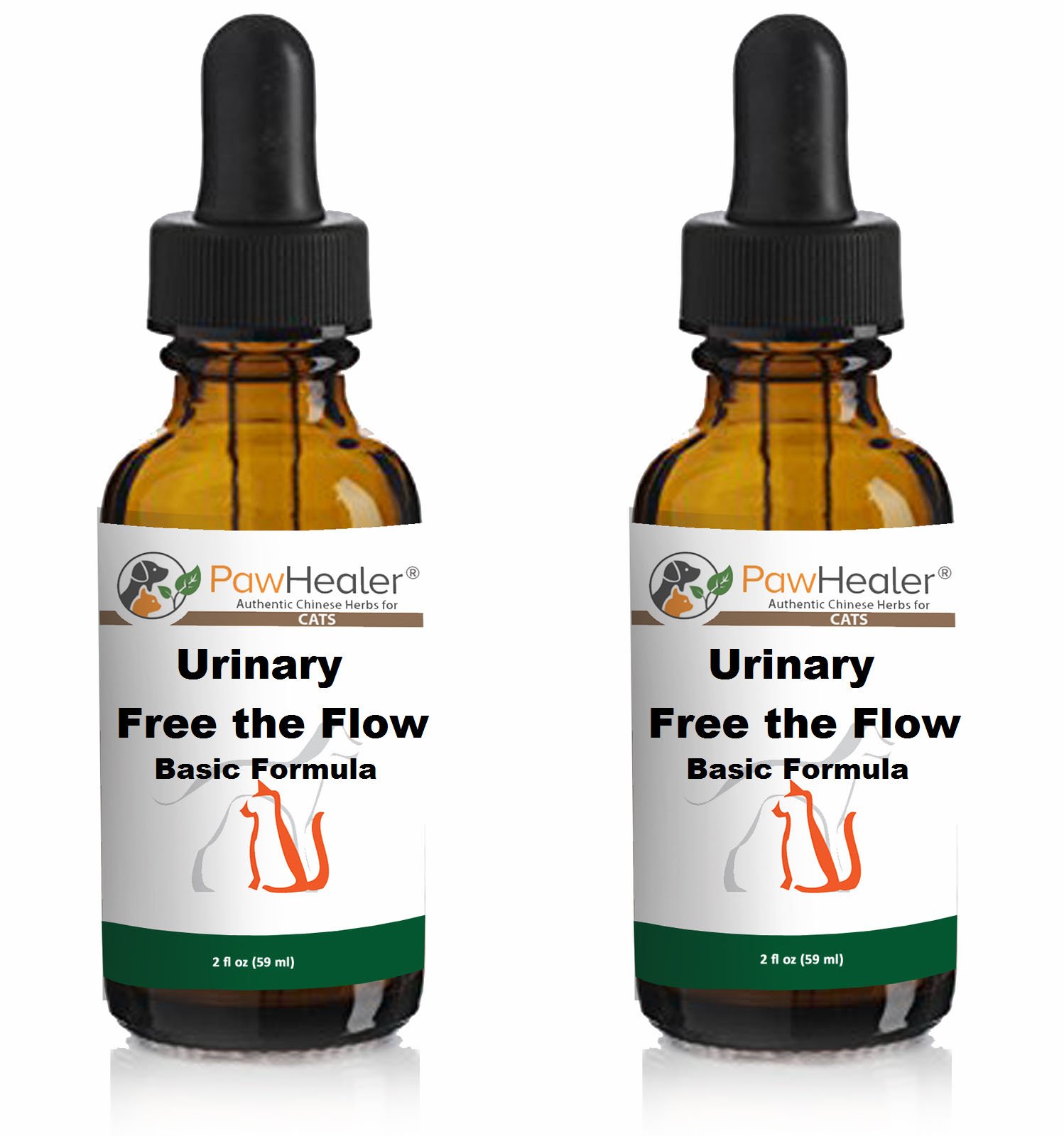PawHealerBladder Stones/Crystals: Urinary Free The Flow: Basic Formula - Herbal Liquid Herbs for Cats - 2 fl oz (59 ml) - Buy More Save More (2 Bottles)