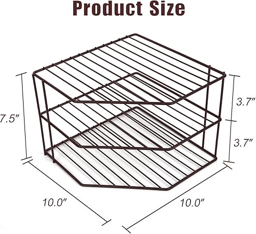 Vista 8 de AKAZA Estante esquinero de 3 niveles y organizador de gabinete, estante de almacenamiento de gabinete, estantes, encimera de cocina y estante