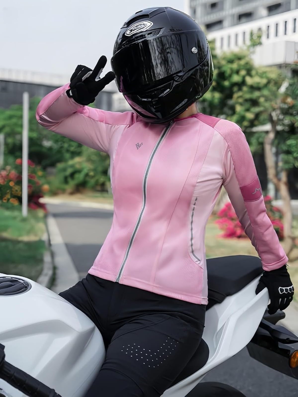 Damska kurtka motocyklowa, oddychająca koszula motocyklowa ze sprzętem ochronnym CE z zamkiem błyskawicznym i zdejmowaną wyściółką ochronną.