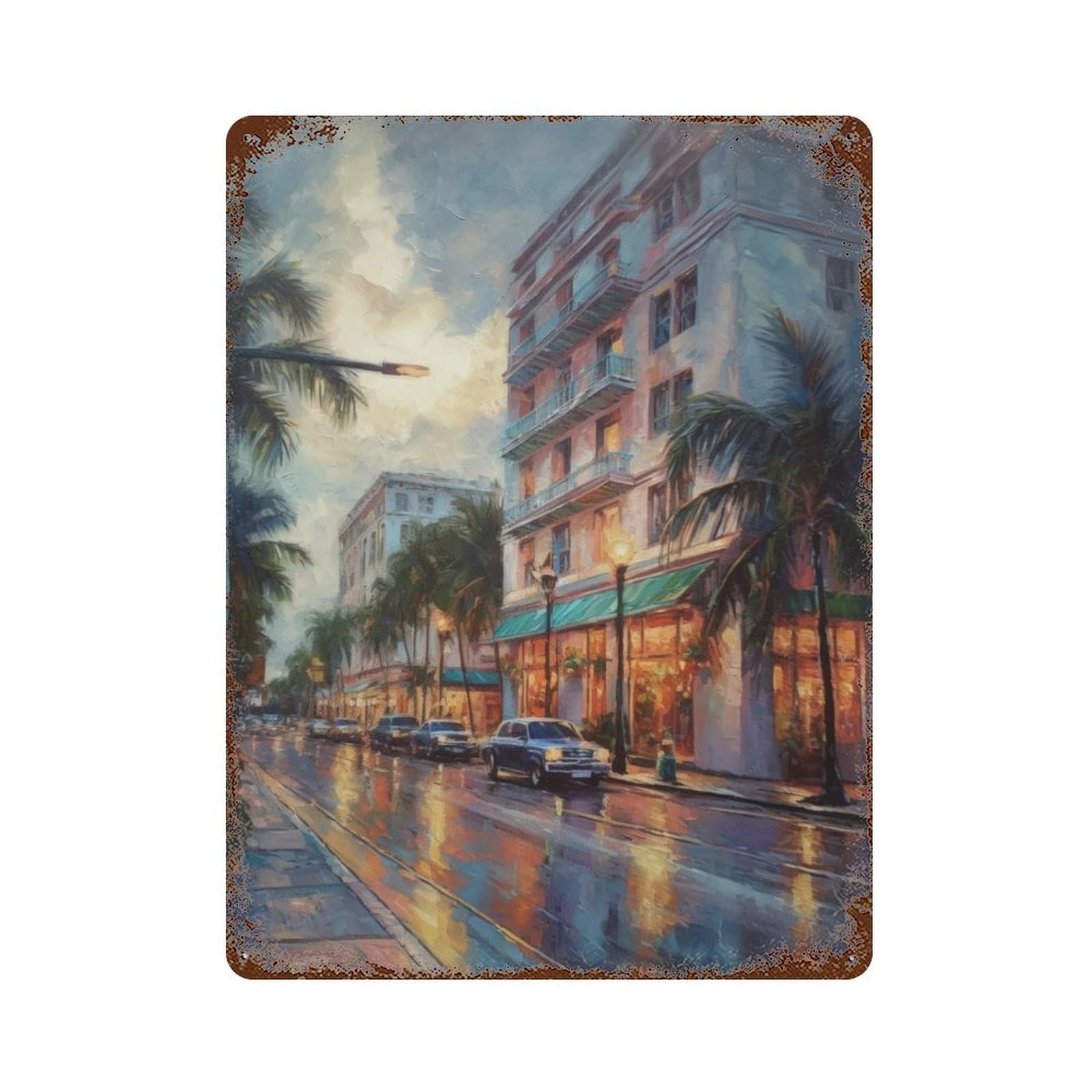 Miami Art USA 15.7"x11.8" Retro Metal Sign, Vintage Wall Decor for Garage, Bar And Workshop Decor