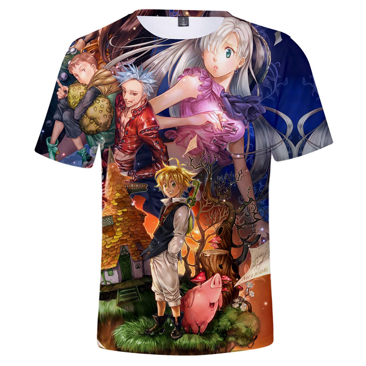 Charous Anime The Seven Deadly Sins Cosplay 3D Digital Print Cartoon T-Shirt,Summer Refresh T-Shirts Used for Manga Fans