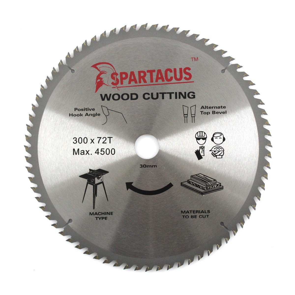 Spartacus Wood Cutting Circular Saw Blade 300Mm X 30Mm Bore 72 Teeth