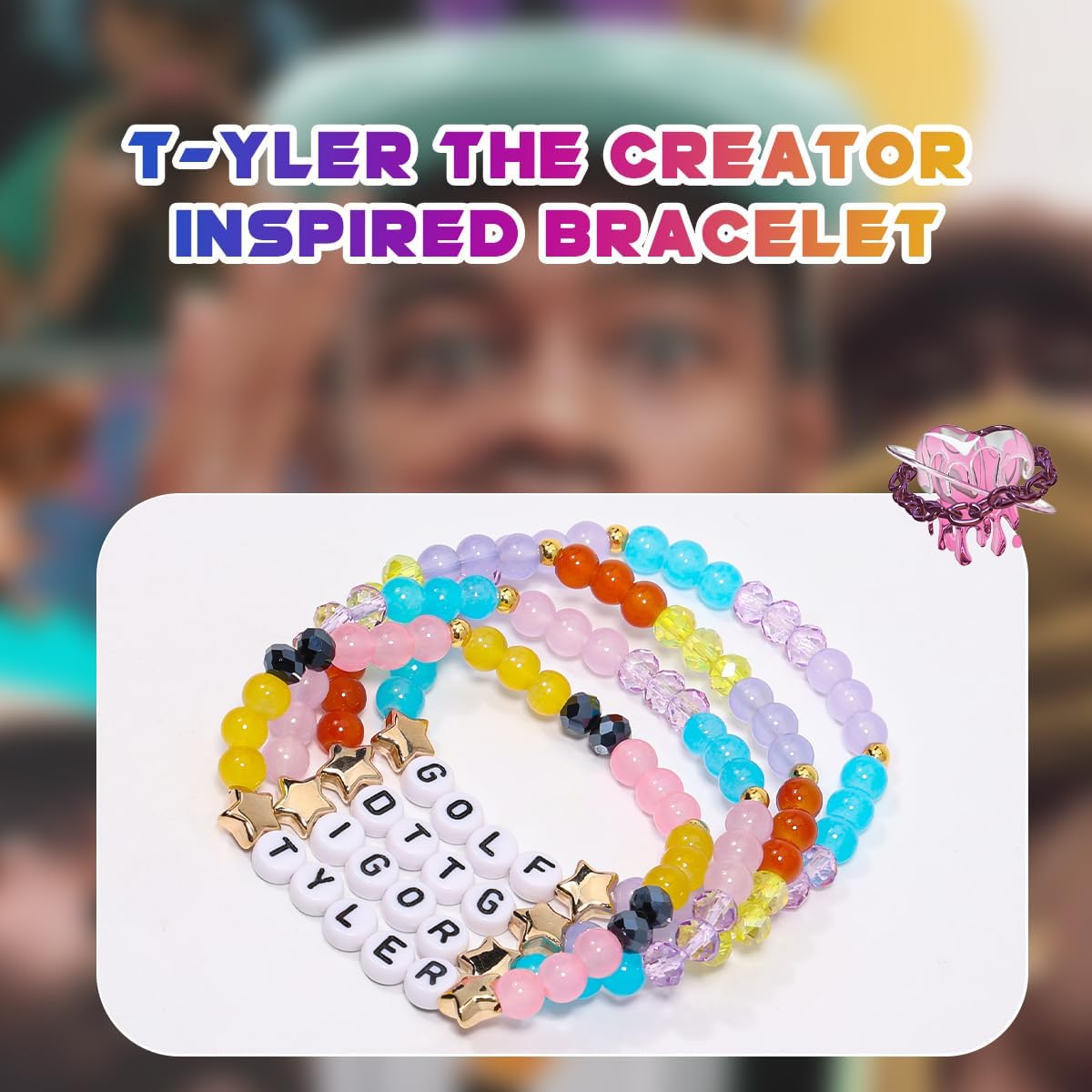 AICase for the Creator Merch Tyler Gifts Toys Inspired Bracelets 4 Pcs Stackable Stretch Beaded Friendship Bracelets Party Decor Costume Cosplay Merchandise Gifts for Fans Women Birthday Christmas - Image 2