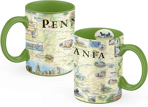 Miniatura 2 de Taza de cerámica con mapa estatal de Pennsylvania (grande de 16 onzas), taza de café, té, cacao, chocolate caliente, tazas de preparación y bebidas