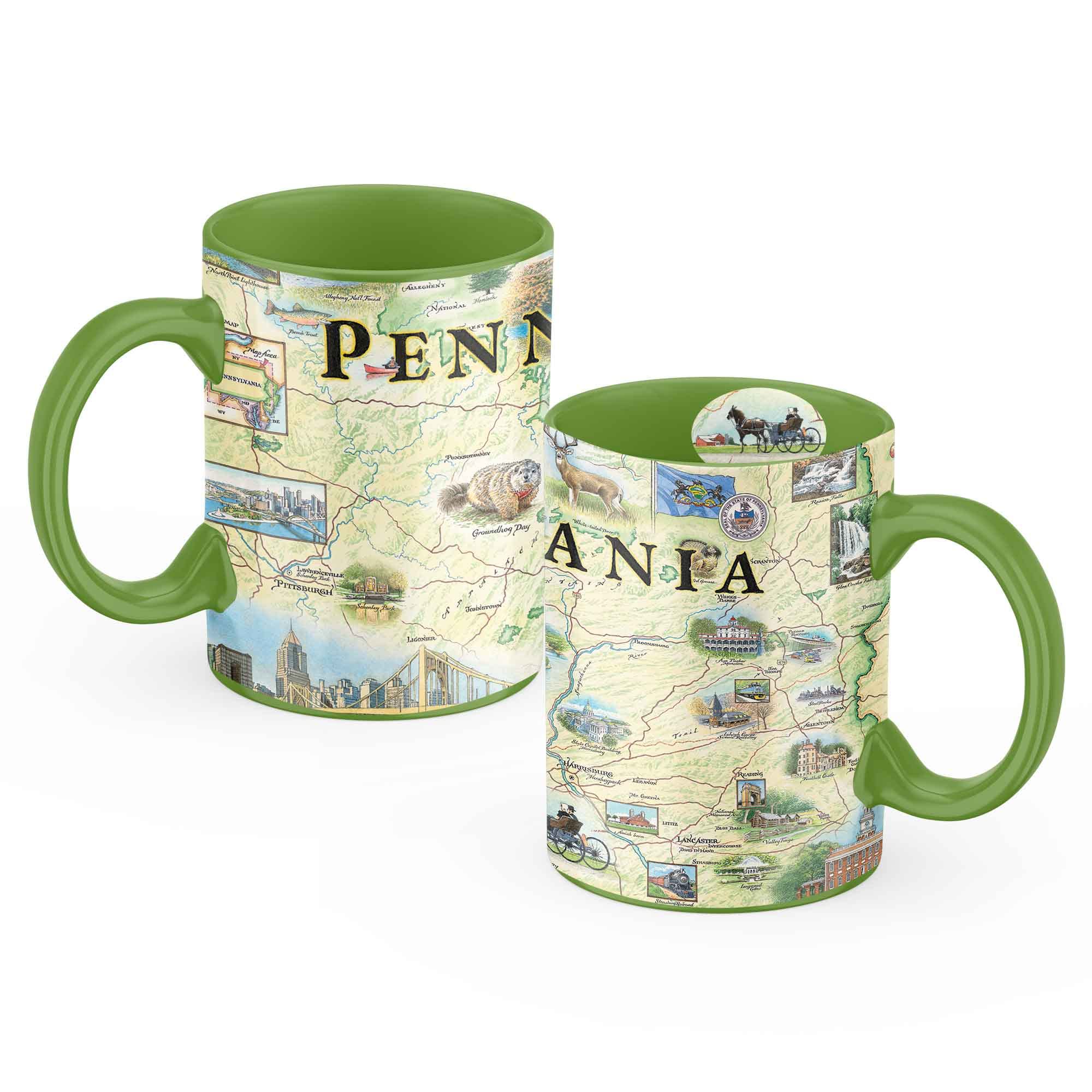 Amazon.com | Xplorer Maps Pennsylvania Map Ceramic Mug (16oz)  BPA-Free Coffee  Cup for Hot & Cold Drinks  Perfect for Office, Home, or Gift: Coffee Cups  & Mugs