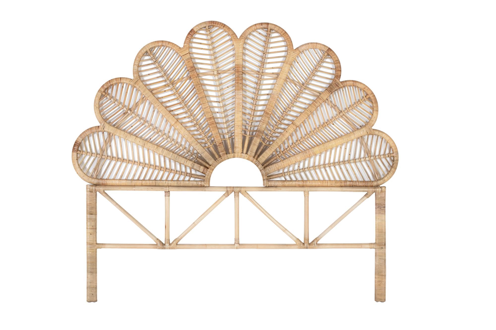 GC GINER & COLOMER Cabecero - Elaborado en Ratán - Panel Cabecero - Camas Modernas - Diseño Escultórico de Líneas Orgánicas - Cabezal de Cama - Dormitorio Atemporal - 155 x 180 x 4 cm