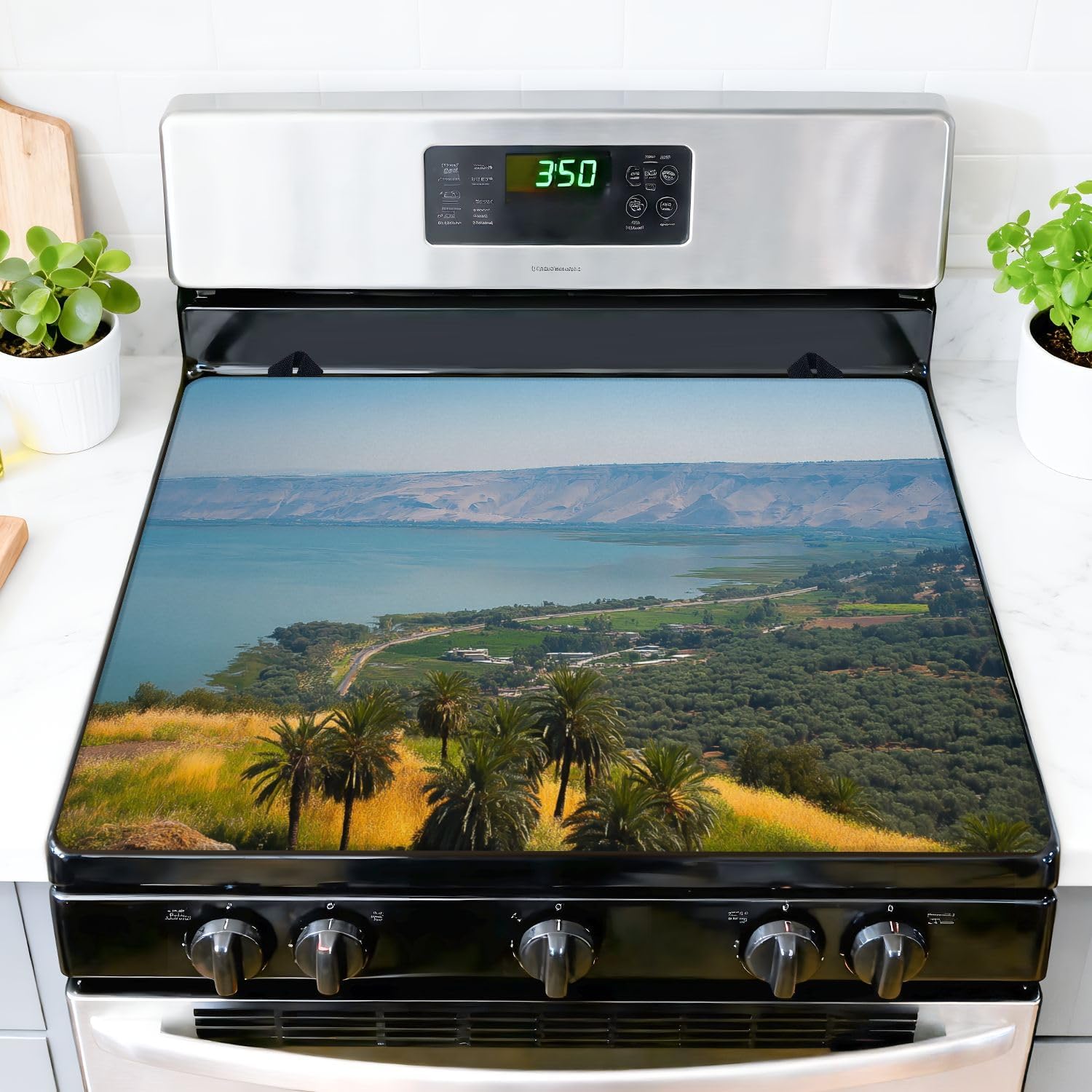Stove Top Covers for Electric Stove Galilee Sea Glass Cooktop Burner Covers Heat Resistant Protector Kitchen Decor Keep Stove Clean 28''x20''