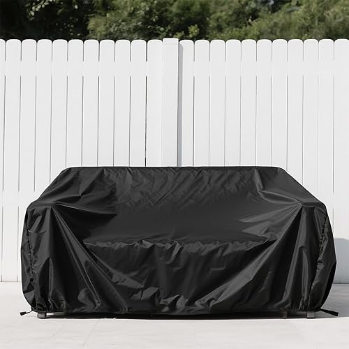 Miniatura 7 de HREFEU Juego de funda para muebles de patio, juego de fundas para sofá seccional para exteriores, 74 pulgadas de largo x 47 pulgadas de ancho x 28