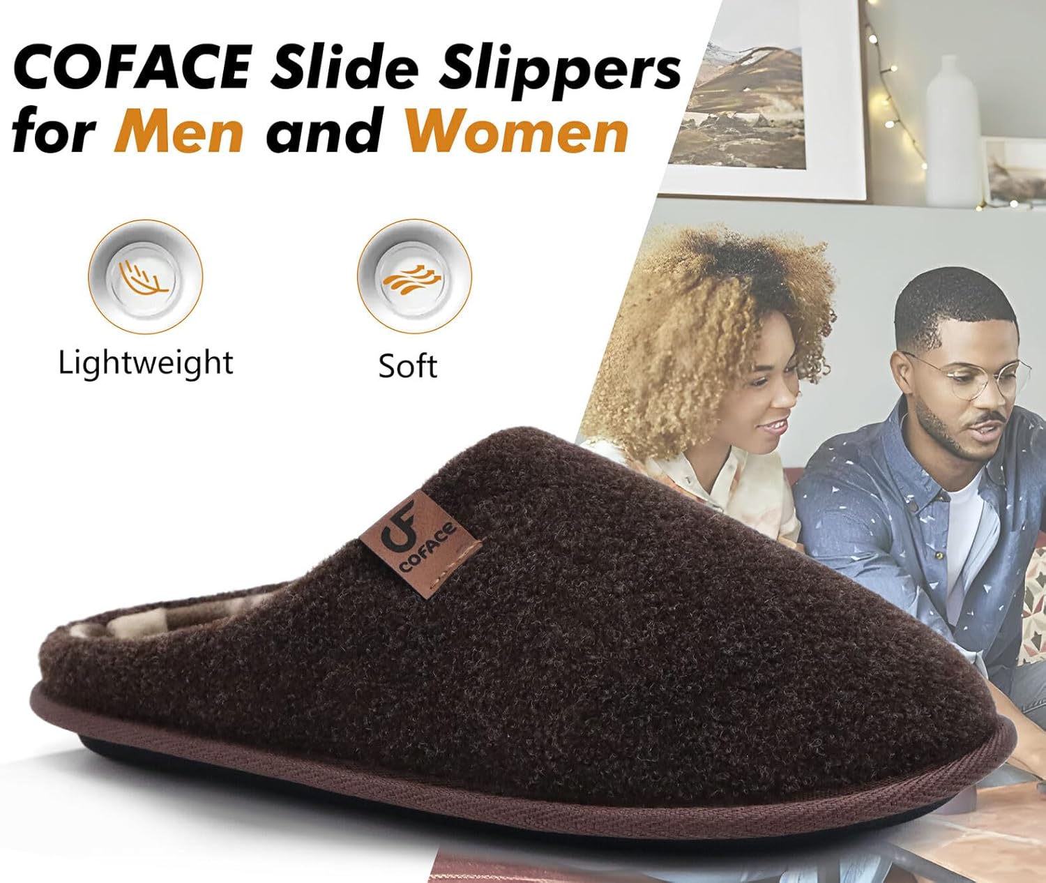COFACE Unisex Mens Womens Cozy Memory Foam Scuff Slippers Casual Slip On Warm House Shoes Indoor/Outdoor Felt Sandal Slippers Size 4-15 - Image 6