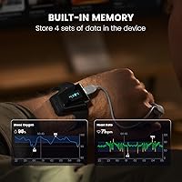 Vista 6 de Wellue Oxímetro de pulso de muñeca con recordatorio de audio. Monitor de oxígeno en sangre Bluetooth recargable para seguimiento continuo SPO2