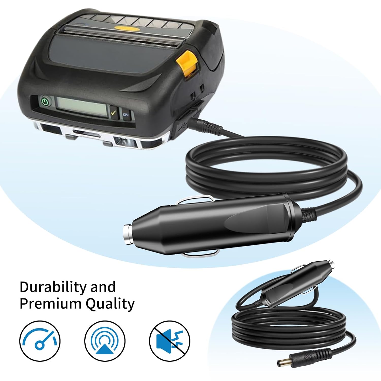 WUHAO 2-Pack ZQ510 QLn420 Car Charger 12V DC Adapter for Zebra ZQ510 ZQ511 ZQ500 ZQ520 ZQ521 QLn220 QLn320 ZQ52 QN4 QN2 QN3 QH2 QLn-EC4 FSP048-DBCA2 AT18486-2 AT18486-1 Printer Charger