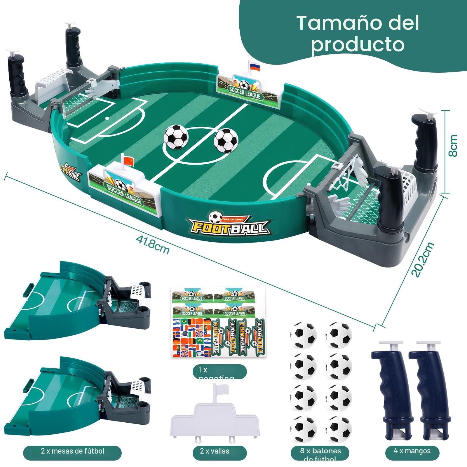 ZLPBAO Juego de Mesa de Fútbol con 8 Balones, Juego de Mesa de Fútbol, Futbolines para Niños Rompecabezas Juguete Interactivo Entre Padres e Hijos para Ninos,Regalo para Niños y Adultos