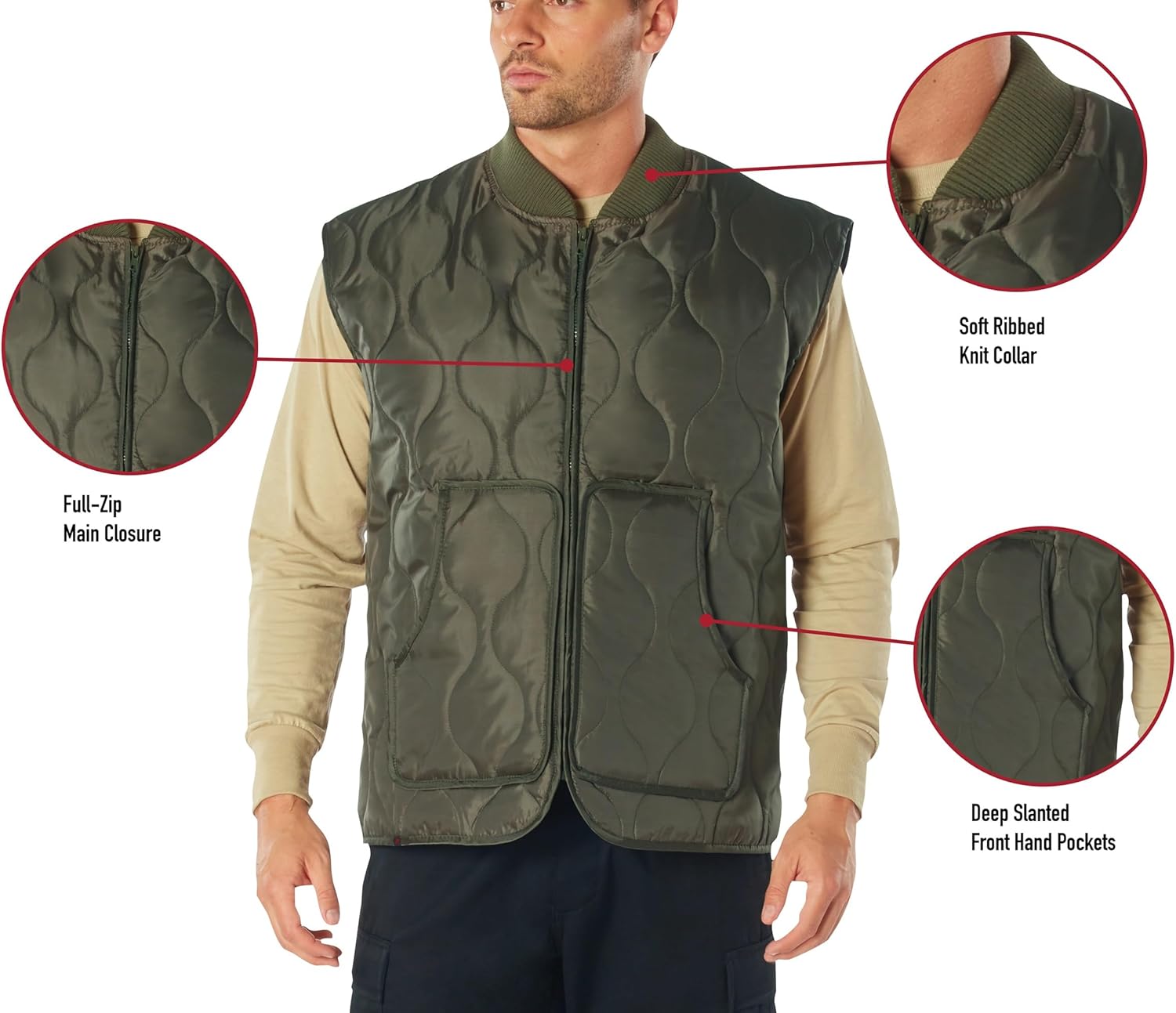 Rothco Quilted Woobie Vest – Comfortable Warm Outdoor Travel Puffer Sleeveless Jacket