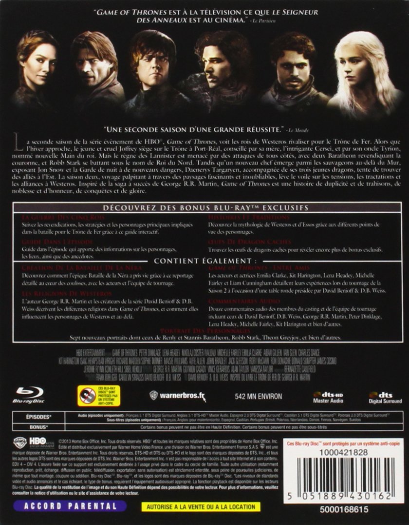 Game of Thrones (Le Trône de Fer) - Saison 2 [Blu-ray]