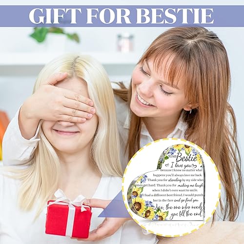 Miniatura 9 de Regalo para amigas, regalos de amistad para mujeres, amigas, regalos de cumpleaños para mujeres, regalo de animación, recuerdo de corazón acrílico y