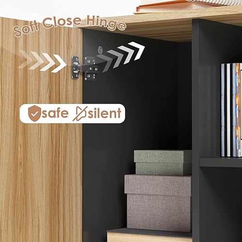 Miniatura 6 de SogesHome Archivador de oficina, archivador lateral móvil con 1 puerta, gabinete de almacenamiento con ruedas bloqueables para el hogar, oficina,