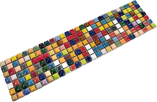Hominter Colorful Ceramic Mosaic Mini Square Glossy Porcelain Tile for DIY Crafts, Backsplash in Kitchen or Bathroom, Wall Decor & Art Projects 3x12 Sample