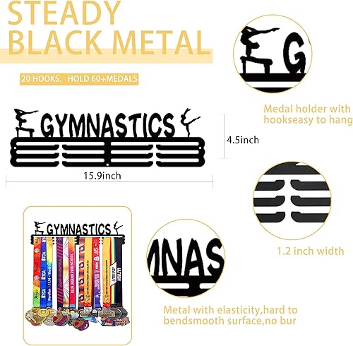 Vista 76 de Goutoports Estante de exhibición para colgar medallas, organizador personalizado de cinta de premios para corredores de carreras deportivas, placas