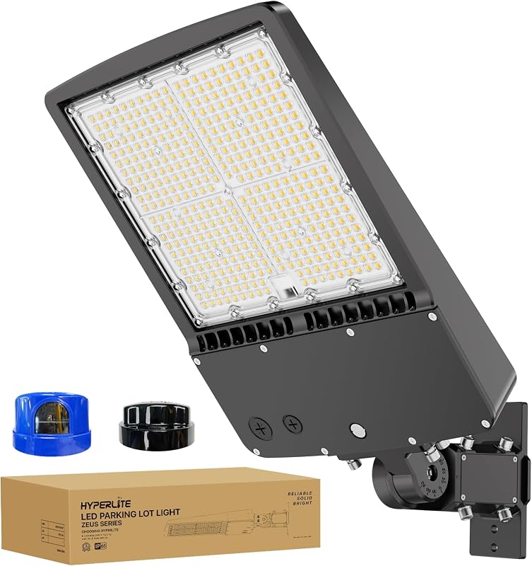 HYPERLITE Led Parking Lot Lights Outdoor 300W - UL Listed Arm & Slip Fitter 2 in 1 Wall Mount LED Flood Light - 45000lm 5000K Parking Lot Lights Commercial for Yard Street Court Driveways Stadium