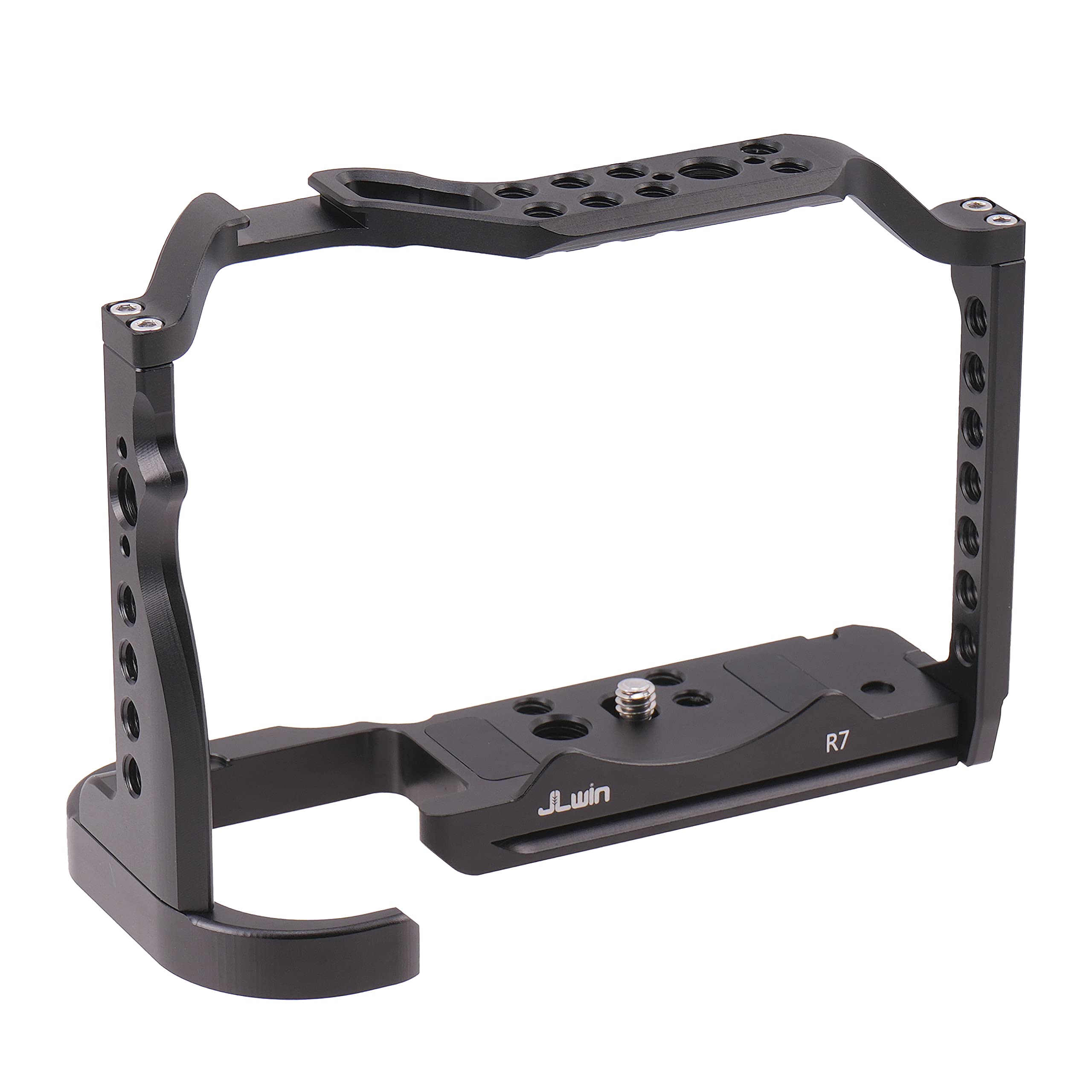 EOS R7 Cage, Hersmay Aluminium Kamerakäfig Camera Cage für Canon EOS R7 spiegellose Kameras, Vlogging Video Dreharbeiten Filmmaking Rig Stabilizer mit 1/4" Befestigung und 3/8" Arri Aufnahmebohrung