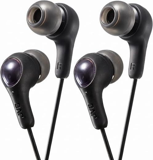 JVC Gumy in Ear Earbud Headphones, Powerful Sound, Comfortable and Secure Fit, Silicone Ear Pieces – HAFX7B Black, Small