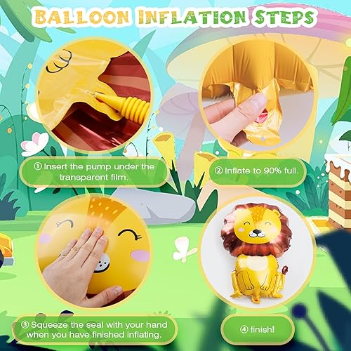 Miniatura 7 de Siumir Globos de animales de la selva, 9 globos de animales de safari (20-36 pulgadas) para fiestas de cumpleaños infantiles, decoración de fiestas
