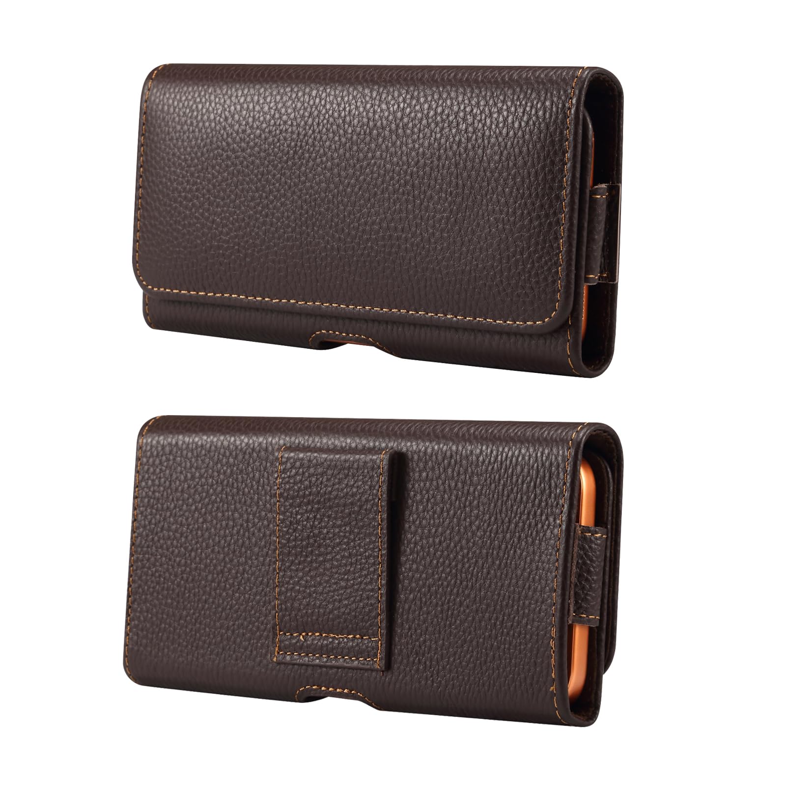 Mens Mobile Phone Belt Bag Leather, Leather Cell Phone Pouch with Belt Clip, Horizontal Large Capacity Leather Phone Waist Wallet Carrying Case Pocket Handbag Purse Fanny Pack Belt Clip Holster