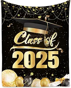 Graduation Blanket - Class of 2025 Graduation Gifts for Her or Him - 40"x50" Flannel Soft Throw Decorations - Senior 2025 Blankets for College, High School, Graduation Day