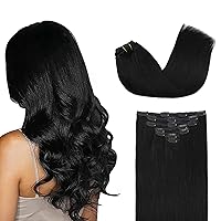 Vista 1 de GOO GOO - Extensiones de cabello humano natural y real con clip para mujer, extensiones de cabello Remy, 22 pulgadas, 4.23 onzas (120 g), 7