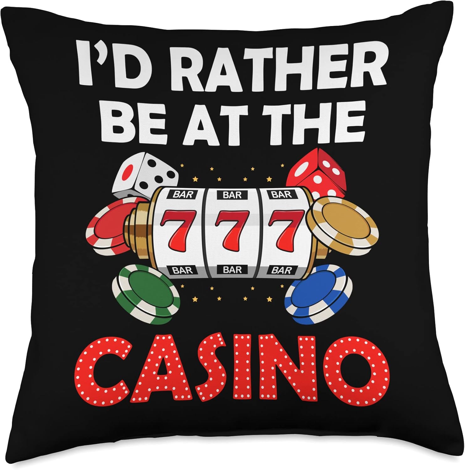 Funny Casino Slot Machine Card Las Vegas Gambler Gambling Throw Pillow