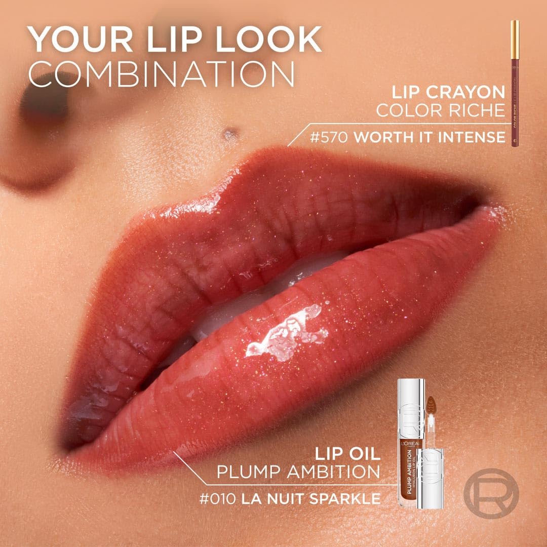 L'Oréal Paris Plump Ambition olejek do ust z kwasem hialuronowym, pełniejsze i gładsze usta bez kompromisów. Intensywna pielęgnacja z kwasem hialuronowym, nawilżenie do 24 h, kolor: 380 róż w miłości