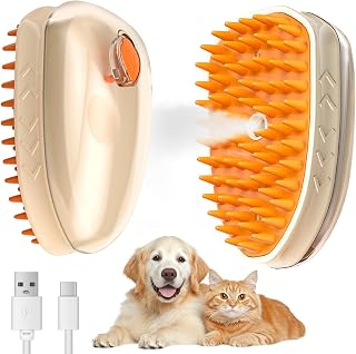 Cat Steam Brush for Shedding, 4 in 1 Pet Steam Brush for Dog Rechargeable Cat Steamy Brushs Cleanser Steaming Dog Brush for Shedding Massaging Grooming