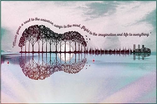 Rompecabezas para adultos, decoración de pared de paisaje de árbol de guitarra, rompecabezas de madera (1000 piezas, decoración de pared de paisaje