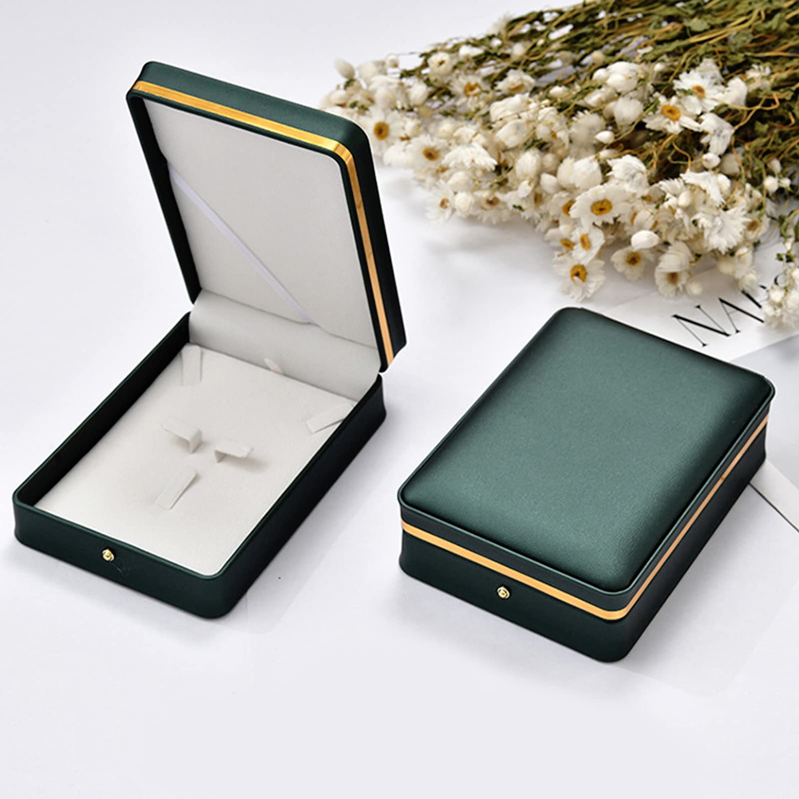 MY MIRONEY Boîte De Rangement En Velours Vert Noirâtre Pour Bijoux