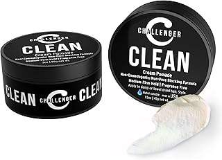 Challenger Fragrance Free Cream Pomade Combo | Non-Comedogenic Styling Product | Unscented Hair Gel | Medium Firm Hold & C...