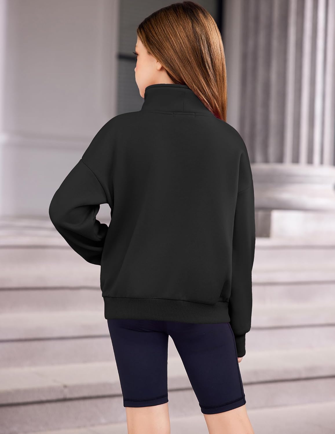 Arshiner Girls Half Zip Sweatshirt Fleece Quarter Zip Pullover Sweatshirts Fall Clothes for Teen Girls Thumb Hole - Image 2