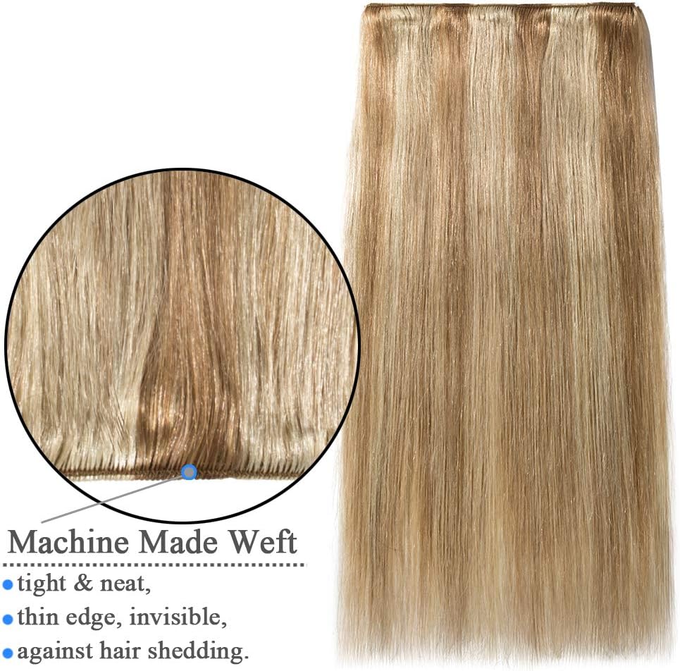 Elailite Clip in Hair Extensions Real Human Hair Double Weft Thick Remy Natural Hair, 8 Pieces Full Head Straight - Image 5