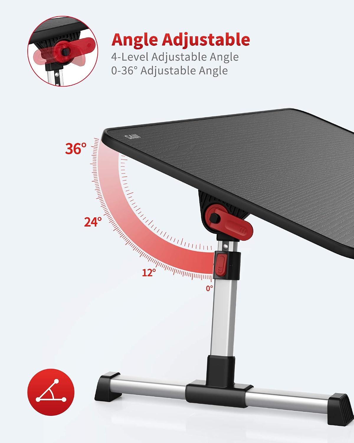 Suреr Sаlе 🛒 [Large Size] Laptop Bed Tray Table, SAIJI Adjustable Laptop Stand, Portable Lap Desks with Foldable Legs, Notebook Standing Breakfast Reading Desk for Sofa Couch Floor (Black)