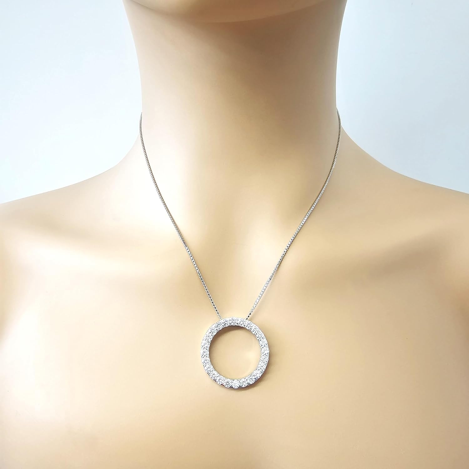 Sterling Silver Circle of Life Pendant Necklace – 5.00 Carat Cubic Zirconia (27 Stones, 3.50mm Each) – 925 Silver, 5g – Eternal Love Jewelry for Women