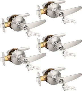 Probrico Keyed Alike Entry Lever, 5-Pack, Satin Nickel