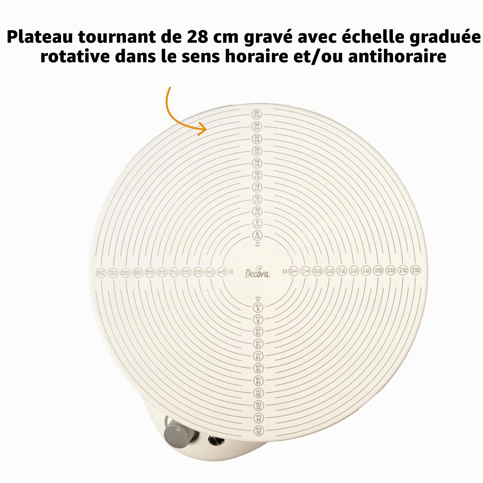 Decora, 9276010 Plat pivotant électrique, plat Ø 28 cm, avec bouton de veille pratique pour bloquer la rotation de la plaque sans réinitialiser le sens de rotation et la vitesse