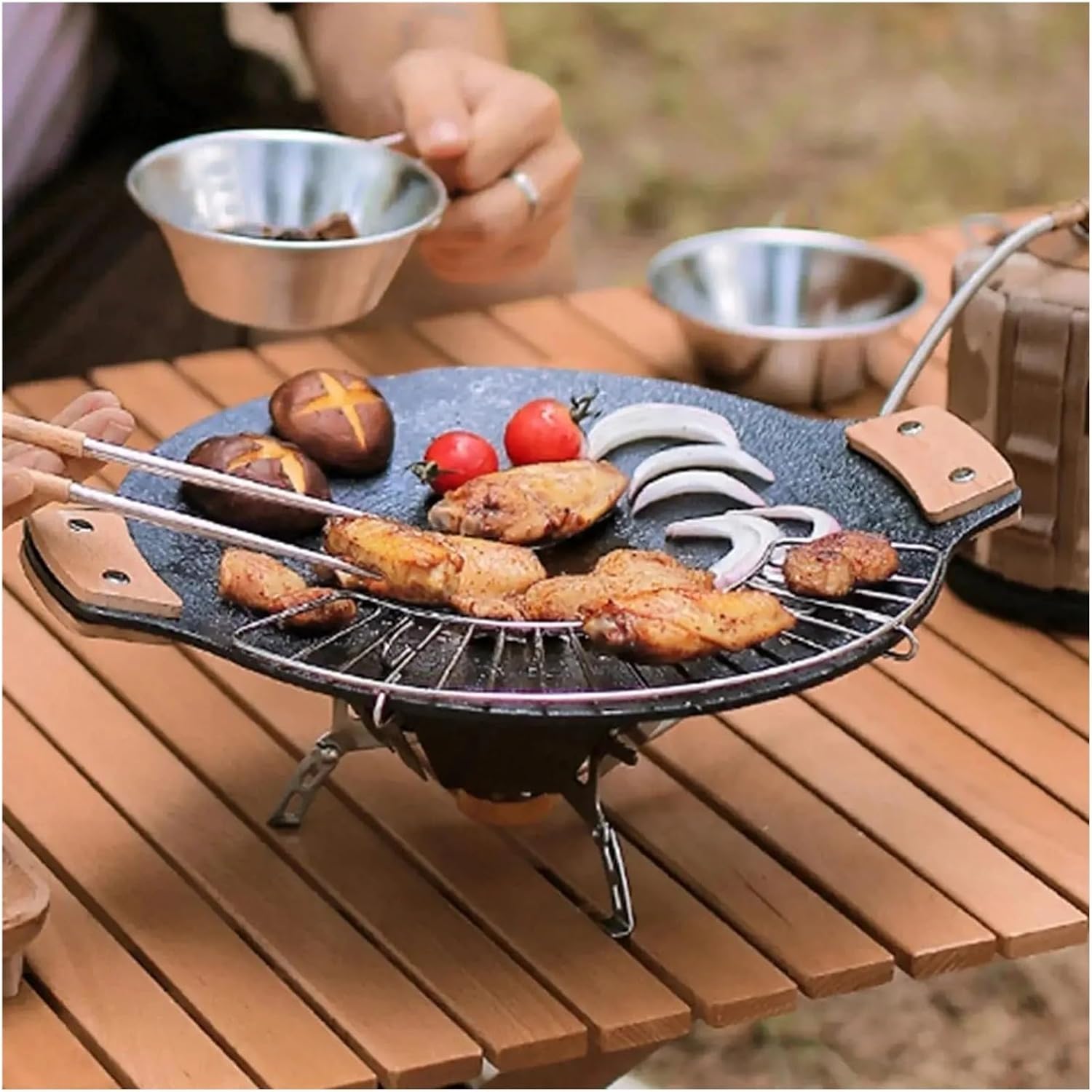 Barbecue Barbecue Grid Camping Cooking Baking Net Stainless Steel Cooling Rack Wire Cake Fire Grill Indoor Outdoor Barbecue Accessories(S) image 3
