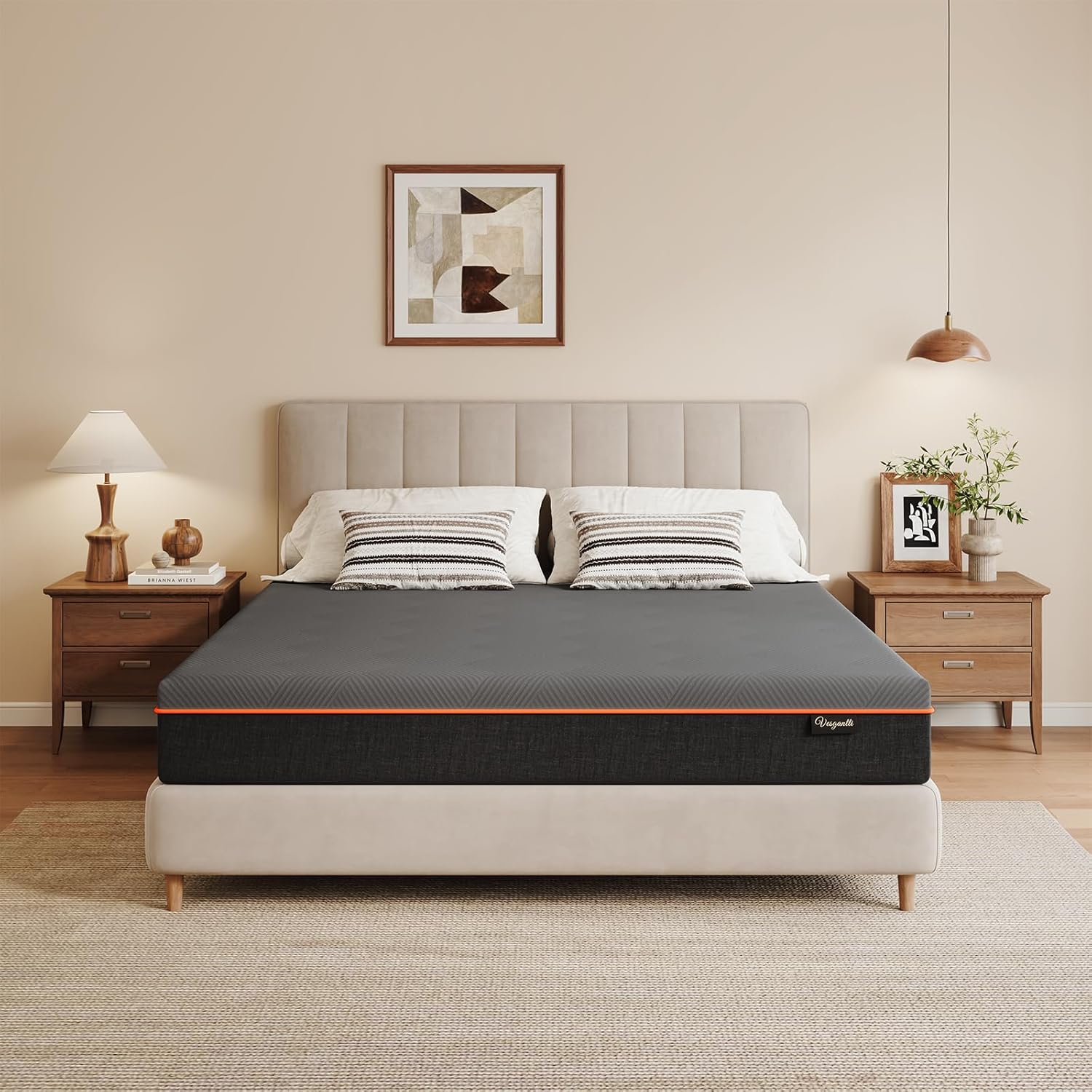 Vesgantti Cal King Mattress, 10 Inch Gel Memory Foam Mattress Cal King Size with Comfort Foam for Pressure Relief & Cool Sleep & Body Support, Made in USA, Medium Feel Bed in a Box, Grey