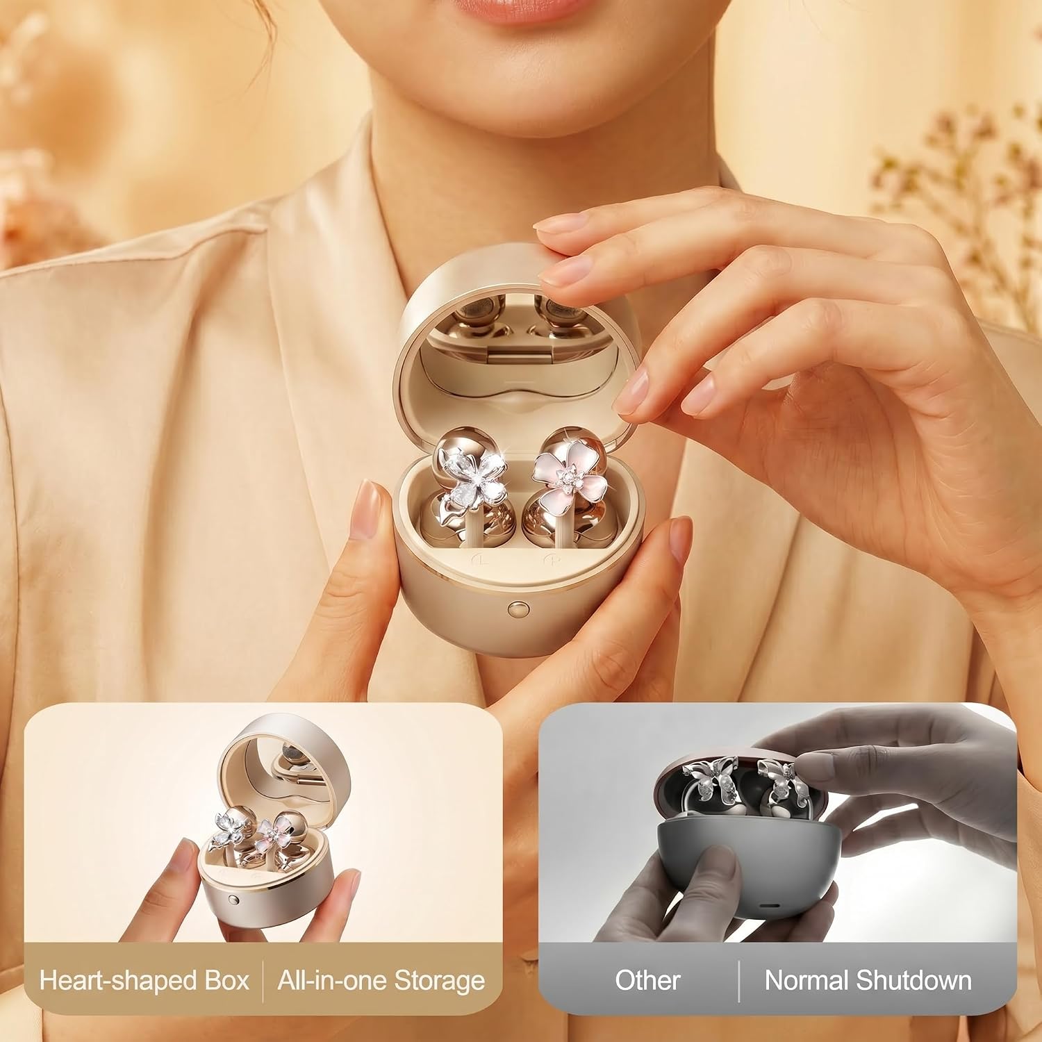 Love Ear Clip Wireless Earbuds, Open Ear Earring Headphones, Bluetooth 6.0 Ear Cuff Earphones with Mic, Pain-Free Comfortable Fit, Premium Sound for Daily Wear, Work