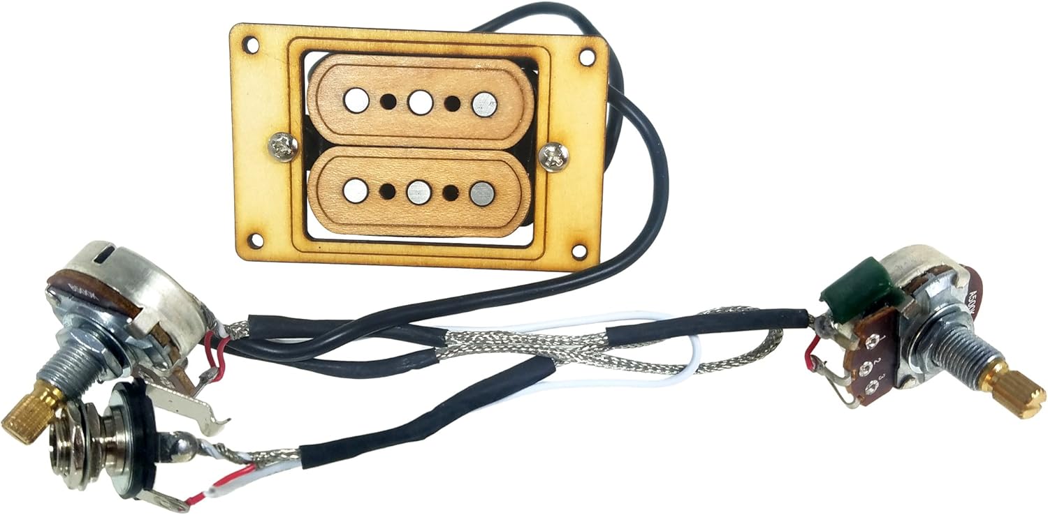 "DeltaBucker Deluxe" 3-string Maple Cigar Box Guitar Humbucker Pickup pre-wired with Volume & Tone - No Soldering Required