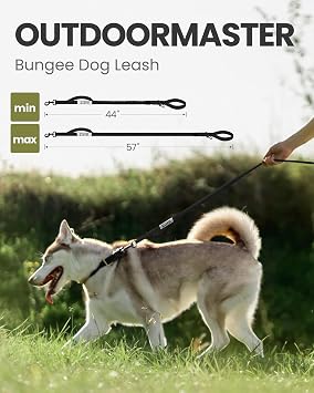 OutdoorMaster Bungee Dog Leash, Heavy Duty Dog Leash with Shock Absorption