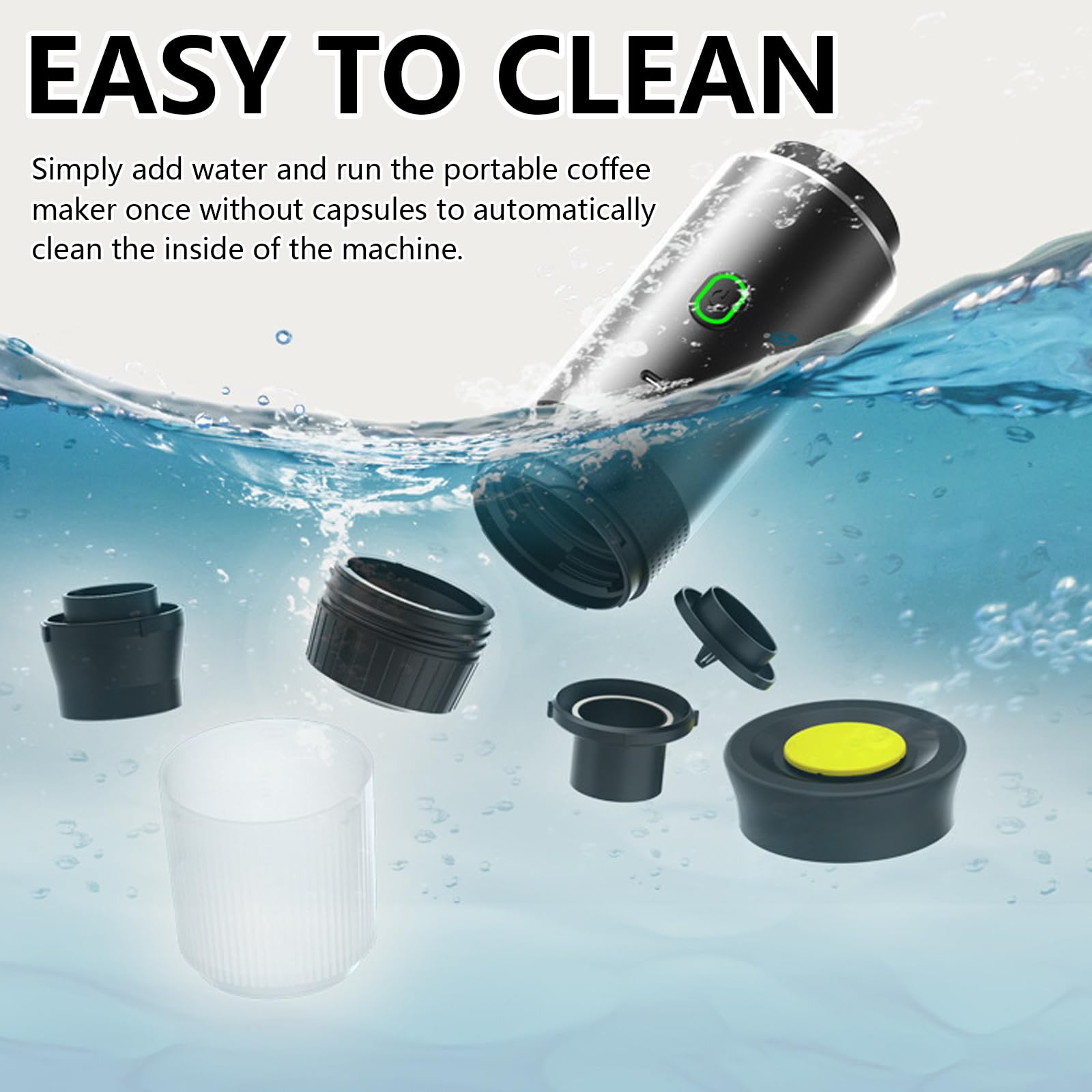 Macchina da Caffè Espresso Portatile, Macchina per Caffè Espresso Elettrica 3 in 1, 60ml Caffettiera Elettrica da Viaggio con Batteria per 12V Auto e Camion e Campeggio